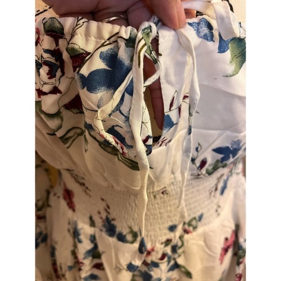 Urban Outfitters Lumiere Ivory/Red/Blue Floral Print Dress SZ M - Picture 5 of 16